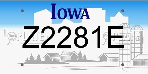 Z2281E Iowa License Plate