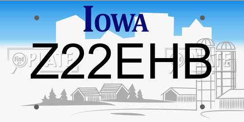 Z22EHB Iowa License Plate