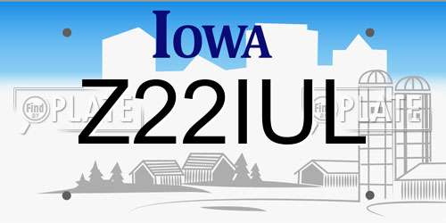 Z22IUL Iowa License Plate