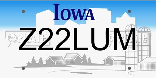 Z22LUM Iowa License Plate