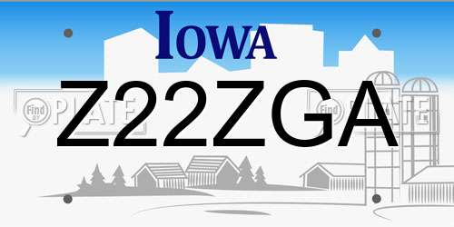Z22ZGA Iowa License Plate