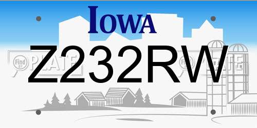 Z232RW Iowa License Plate