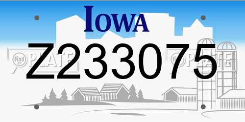 Z233075 Iowa License Plate