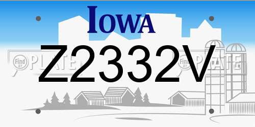 Z2332V Iowa License Plate