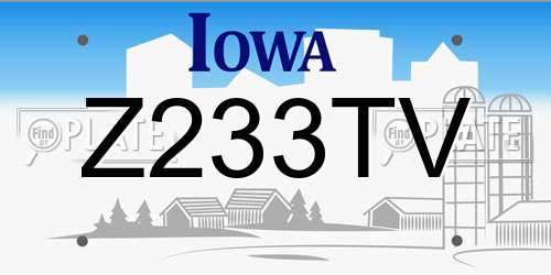 Z233TV Iowa License Plate