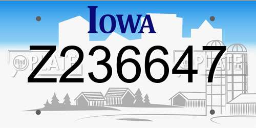 Z236647 Iowa License Plate