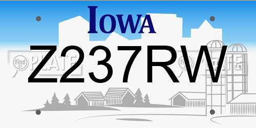 Z237RW Iowa License Plate