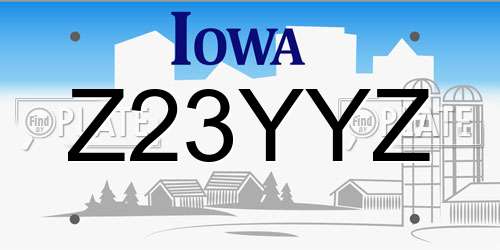 Z23YYZ Iowa License Plate