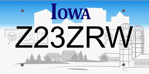Z23ZRW Iowa License Plate