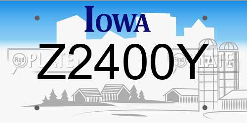 Z2400Y Iowa License Plate