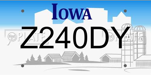 Z240DY Iowa License Plate