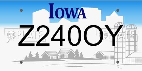Z240OY Iowa License Plate