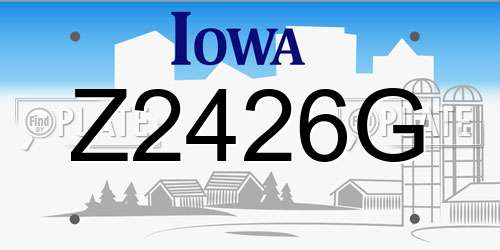 Z2426G Iowa License Plate