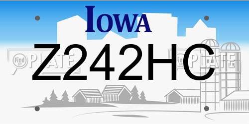 Z242HC Iowa License Plate