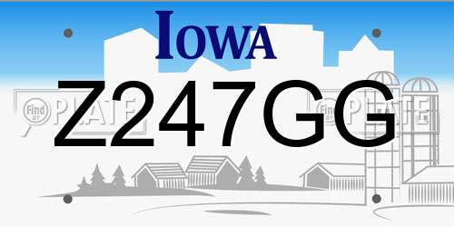 Z247GG Iowa License Plate