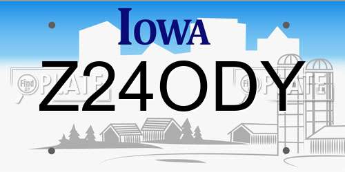 Z24ODY Iowa License Plate