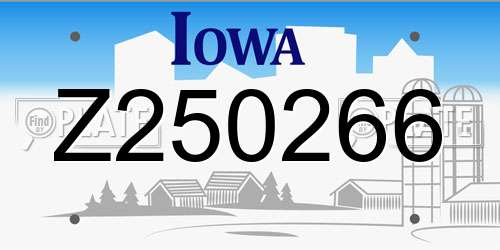 Z250266 Iowa License Plate