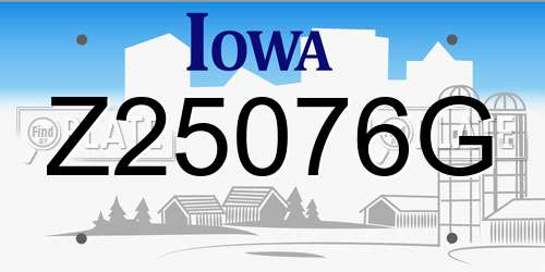 Z25076G Iowa License Plate