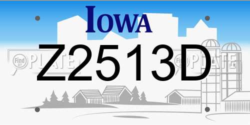 Z2513D Iowa License Plate