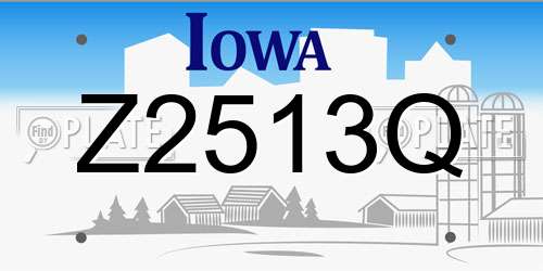 Z2513Q Iowa License Plate