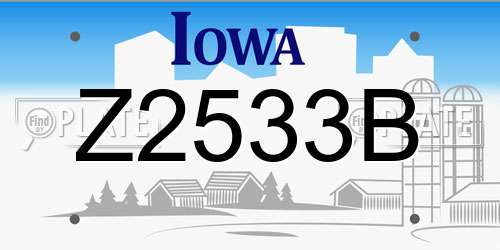 Z2533B Iowa License Plate