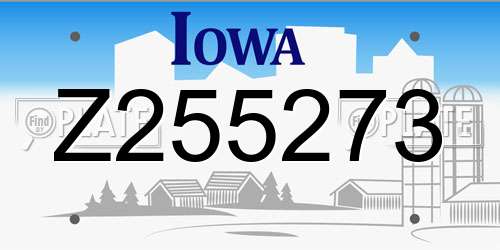 Z255273 Iowa License Plate