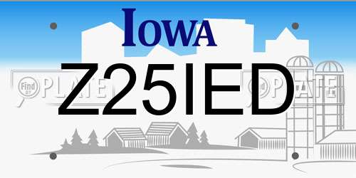 Z25IED Iowa License Plate