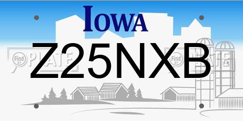 Z25NXB Iowa License Plate