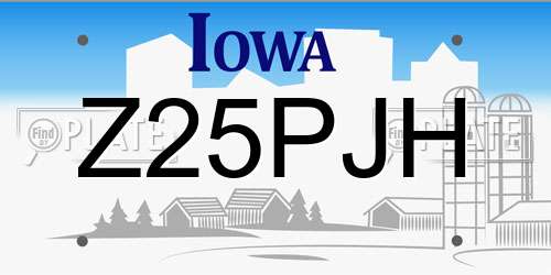 Z25PJH Iowa License Plate