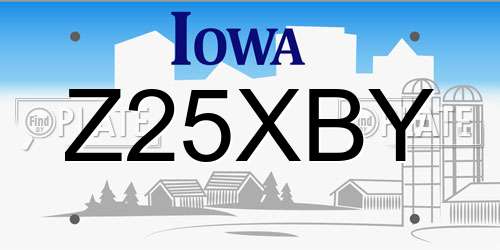 Z25XBY Iowa License Plate