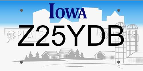 Z25YDB Iowa License Plate