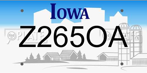 Z265OA Iowa License Plate