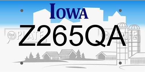 Z265QA Iowa License Plate
