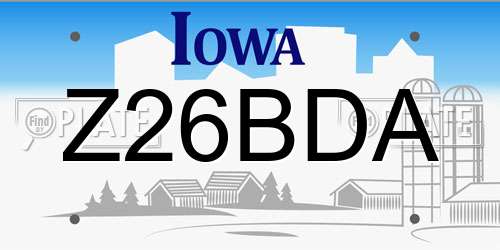 Z26BDA Iowa License Plate