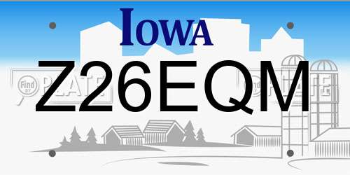 Z26EQM Iowa License Plate
