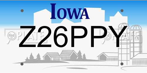 Z26PPY Iowa License Plate