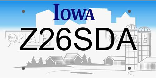 Z26SDA Iowa License Plate