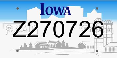 Z270726 Iowa License Plate