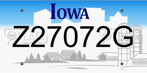 Z27072G Iowa License Plate