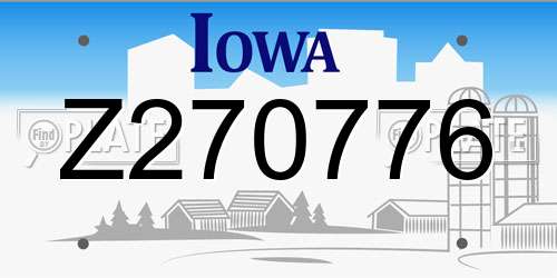Z270776 Iowa License Plate