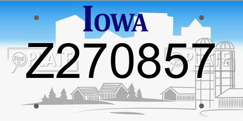 Z270857 Iowa License Plate