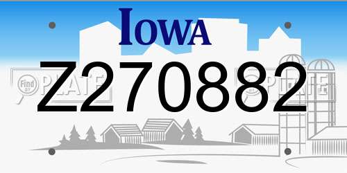 Z270882 Iowa License Plate