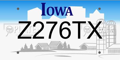 Z276TX Iowa License Plate