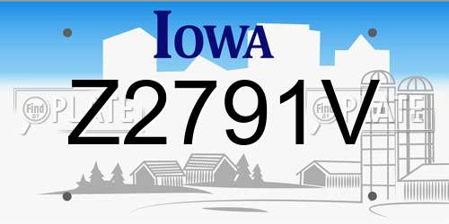 Z2791V Iowa License Plate