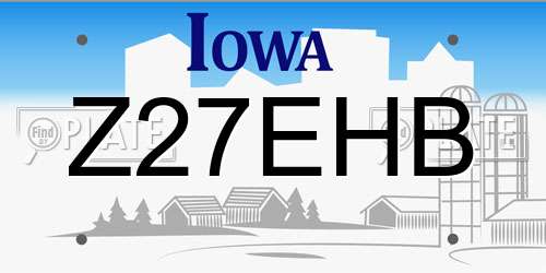 Z27EHB Iowa License Plate