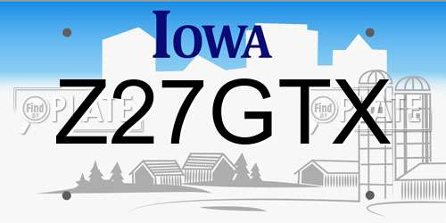 Z27GTX Iowa License Plate