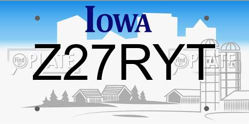 Z27RYT Iowa License Plate