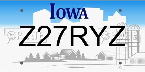 Z27RYZ Iowa License Plate