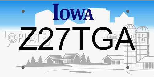 Z27TGA Iowa License Plate