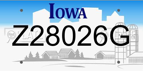 Z28026G Iowa License Plate